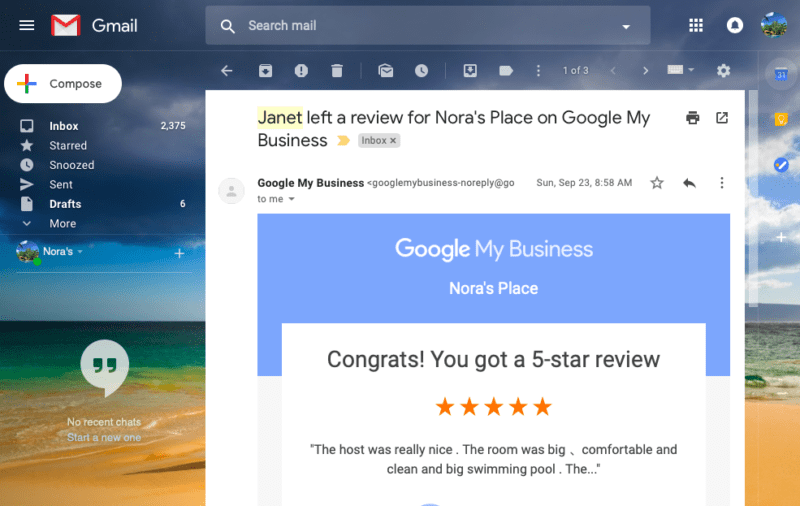 Google My Business сповіщає вас про нові відгуки електронною поштою